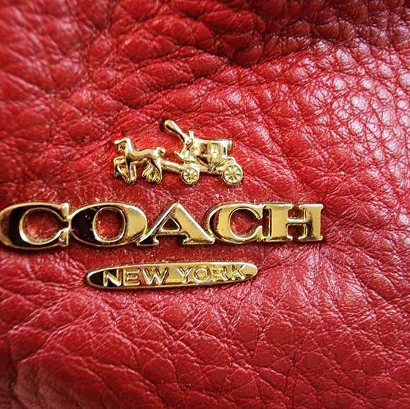 !Coach Pink Ruby Pebbled Leather Shoulder Bag Hobo Handbag Purse - Picture 13 of 17